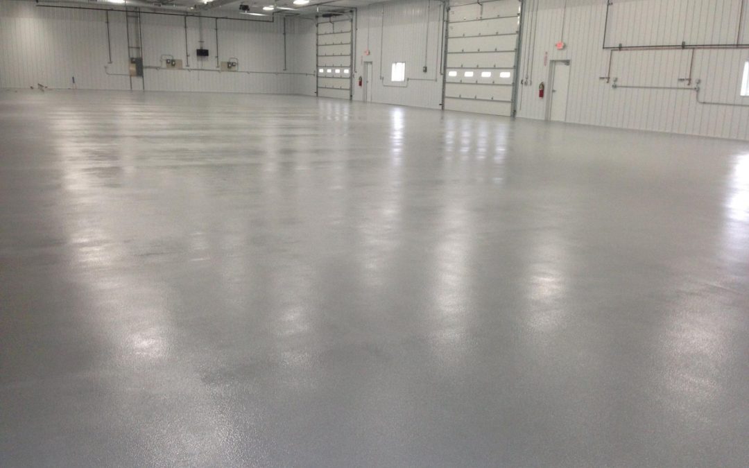 High performance floor coating system in commercial and industrial setting